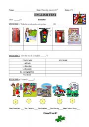 English Worksheet: Test Shops in town Vocabulary