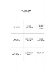 English Worksheet: TIC-TAC-TOE