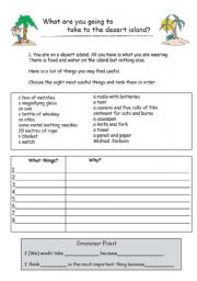 English Worksheet: Desert Island Activity