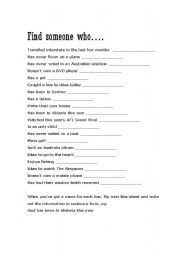 English worksheet: Find someone who...