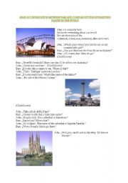 English Worksheet: A dialogue about interesting places in the world