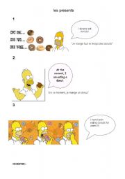 English Worksheet: Homer Simpson helps French students using the right present tense in English!