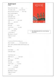 English Worksheet: song Bedshaped by Keane