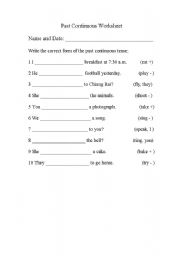 English Worksheet: past continuous worksheet