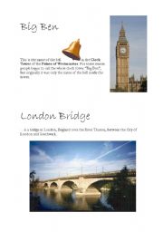 English Worksheet: LONDON - sights, part 1/4