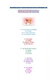 English Worksheet: Valentines test