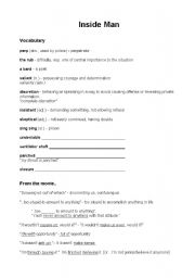 English Worksheet: Inside Man