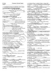 English Worksheet: Present, Past, Future Tenses (Simple+Progressive)