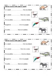 English Worksheet: animals home