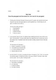 English Worksheet: Looking for main idea