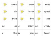 English Worksheet: Verb+s,es,ies Dominoes game