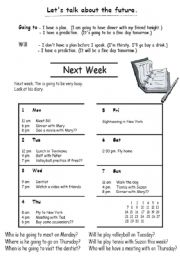 English Worksheet: Will Going to