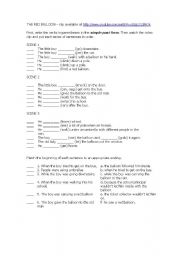 English worksheet: THE RED BALLOON MOVIE ACTIVITY