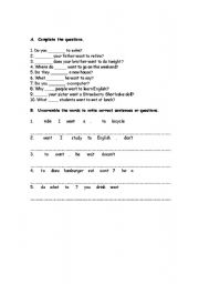 English Worksheet: want  structure