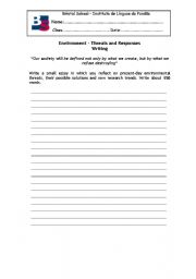 English worksheet: Environmental - treats and responses