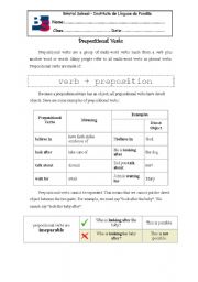 English Worksheet: prepositional verbs