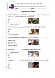 prepositional verbs worksheet