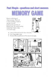 English Worksheet: Past Simple - questions and short answer - memory game