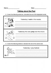 English Worksheet: Talking about the Past