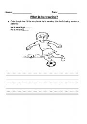 English worksheet: What is he wearing?