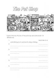 English Worksheet: visit at the pet shop