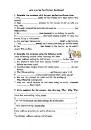English Worksheet: lets practise past perfect continuous