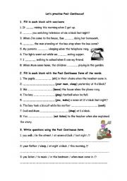 English Worksheet: lets practise past continuous