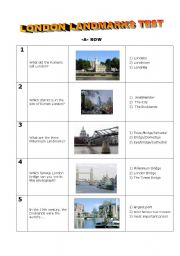 English Worksheet: LONDON LANDMARKS TEST - 