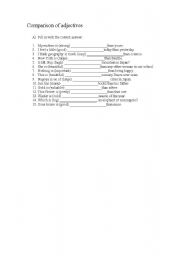 English Worksheet: Comparison of adjectives