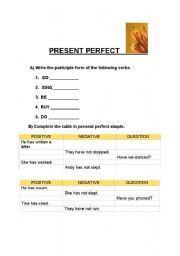 English Worksheet: PRESENT PERFECT TEST