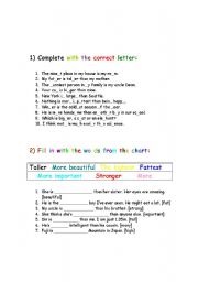 English worksheet: Comparison of adjectives