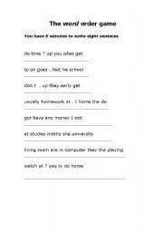 English Worksheet: The Word Order Game