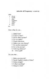English Worksheet: Adverbs of Frequency survey
