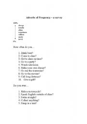 English worksheet: Adverbs of Frequency survey