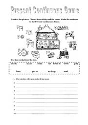 English Worksheet: Present Continuous Game