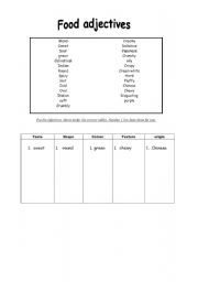 English Worksheet: Food Adjectives