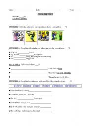 English Worksheet: GENERAL TEST ( Introduce yourself, personality adjectives, hobbies...) Part I
