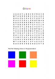 English Worksheet: Colours Puzzle