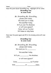 English worksheet: Groundhog dayt poem