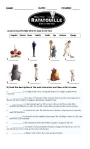 English Worksheet: Ratatouille