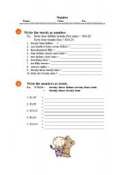 English worksheet: Numbers