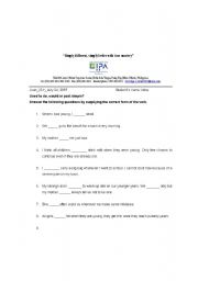 English Worksheet: Used to Vs. Would (Past Habitual Action)