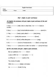 English Worksheet:  past simple / past continuous