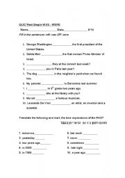 English Worksheet: Was / Were : To BE in past simple