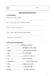 English Worksheet: Test negative and interrogative in the simple present