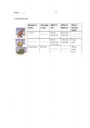 English worksheet: dinosaur quiz