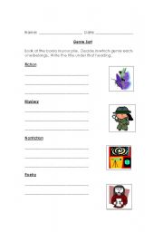 English worksheet: genre sort