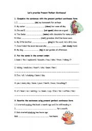 English Worksheet: lets practise present perfect continuous