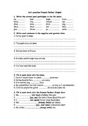 English Worksheet: lets practise present perfect simple!