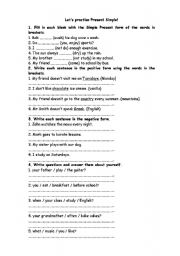 English Worksheet: lets practise simple present